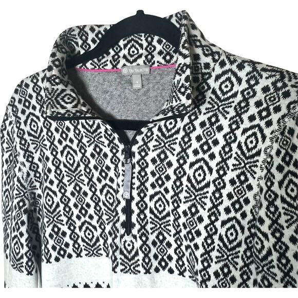 Talbots Size S Cotton Mockneck Stripe Fair Isle Half Zip Pullover Sweater - Picture 3 of 11